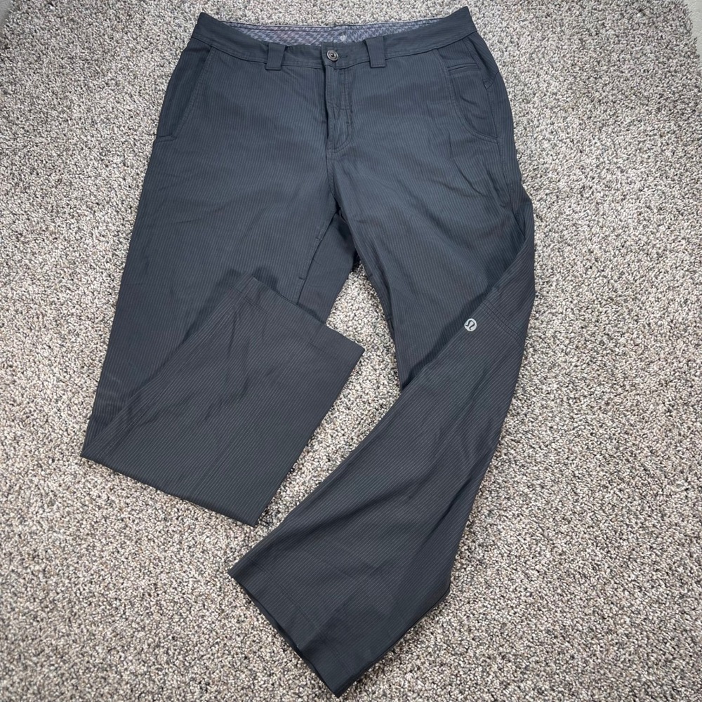 Lululemon ABC Pants Men's 36x32 Charcoal Grey Pinstripe Straight Leg Trousers
